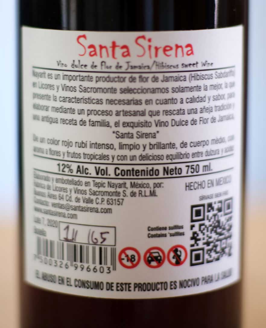 Vino de Flor de Jamaica Santa Sirena